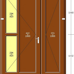 Portoncino PVC Rehau, 2 ante, modello ROMA, pellicolato 77 colori a scelta, 1600 x 2100, completa, pronta per montaggio, 2 ANTE