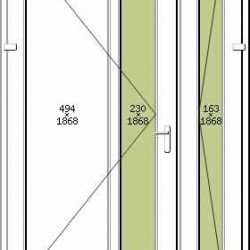 Portoncino PVC Rehau, 2 ante, modello ROMA, colore bianco 1400 x 2100, completa, pronta per montaggio, 2 ANTE