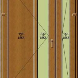 Portoncino PVC Rehau, 2 ante, modello ROMA, colore quercia dorata o noce, 1400 x 2100, completa, pronta per montaggio, 2 ANTE