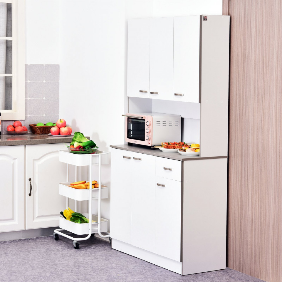 Estante para Cozinha com prateleiras ajustáveis, 71x41x178cm, Cor Branco
