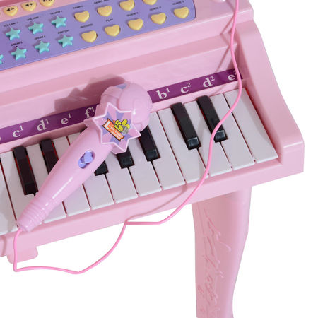Homcom - Piano eletrónico infantil com microfone e banco, Som