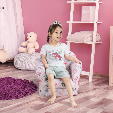 HOMCOM Poltrona Infantil para Crianças Acima de 3 Anos Assento acolchoado ergonômico rosa