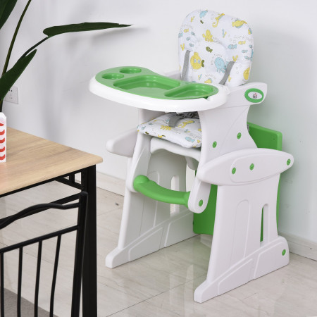 HOMCOM Cadeira para bebês acima de 6 meses 3 posições ajustáveis Acolchoado Verde