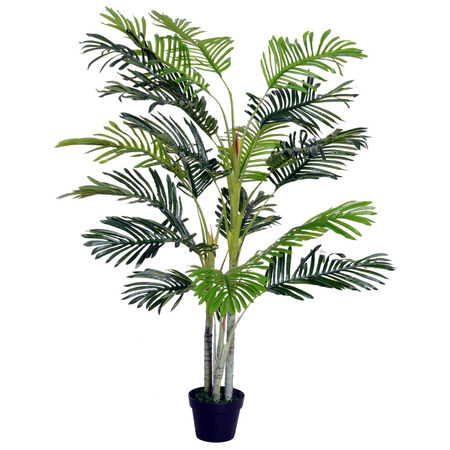 Outsunny Palmeira Artificial 150cm com bastões naturais Árvore decorativa da planta Sintético com vaso Casa terraço jardim decoração