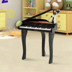 HOMCOM Brinquedo de Piano Mini Teclado de Piano Eletrônico com 37 Teclas Microfone Alto-falante preto