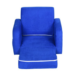 HOMCOM Poltrona 2 em 1 dobrável com assento acolchoado para crianças acima de 3 anos Azul