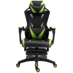 Vinsetto Cadeira de escritorio gaming ergonômica Altura ajustável Encosto ajustável Verde