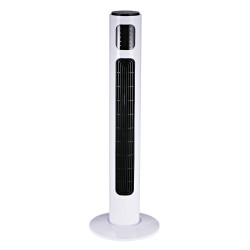HomCom Torre Ventilador de Pé com Controlo Remoto e Movimento Oscilante 3 Modos Temporizador 3 Velocidades Potência 45W - φ32x96cm