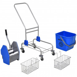 HOMCOM Balde de esfregona comercial com escorredor de rodas e capacidade de cestos de 26 L azul