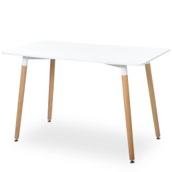 HOMCOM Mesa de jantar estilo nórdico com pernas de madeira 120x60x75 cm branco