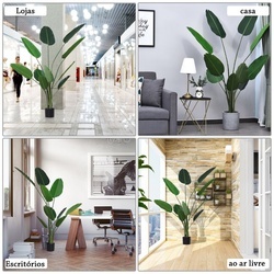 Outsunny Planta artificial com grandes folhas de palmeira Árvore realista com pote 10 folhas Ф18x180cm para decoração de interiores e exteriores