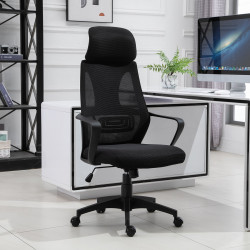 Vinsetto Cadeira de escritório ergonômica inclinável Altura ajustável 64x58x116-126 cm Preto