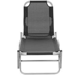 Outsunny Espreguiçadeira ajustável Cadeira de praia ajustável de 120 ° - 180 ° Texteline de alumínio Preto