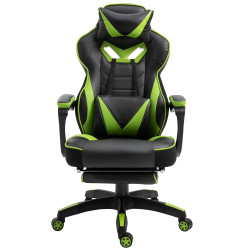 Vinsetto Cadeira de escritorio gaming ergonômica Altura Ajustável reclinável com apoio para pés Verde e Preto
