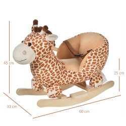 HomCom® Cavalito de Baloiço bebé +18 meses Cadeira de Baloiço de Girafa 60x33x45cm