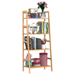HomCom® Estante de Bambu 4 Níveis Estante em Escada de Casa de Banho Livraria Organizador 48x30x119cm