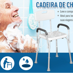 Homcom Cadeira Ortopédica Regulável para Banho- Cor: Branco- Carga: 135 kg- 46,5 x 54,2 x 72,5-85 cm