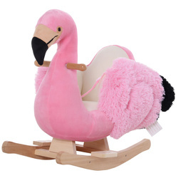HOMCOM Cavalo de balanço flamingo com cinto de segurança Gangorra de bebê Brinquedo de pelúcia para crianças acima de 18 meses 60x33x52cm