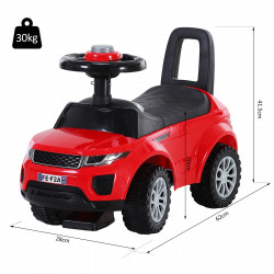 HOMCOM Quad andarinhos Carro Infantil sem Pedais para Bebê Estilo de Carreira de Andador de Brinquedo com Alto-falante 60x38x42cm