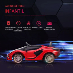 Carro Elétrico Lamborghini SIAN 12V para Crianças com Controle Remoto Abertura da Porta Música MP3 USB e Faróis