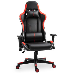 Vinsetto Cadeira gaming para escritório reclinável ajustável em altura com apoio lombar e encosto de cabeça, vermelho 72 x 54 x (126-136) cm