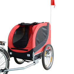Homcom Atrelado para Bicicleta com Refletores e Bandeira para Animal de estimação tipo Cão - Vermelho e preto - 130x90x110 cm