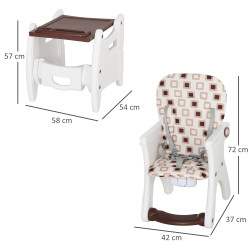 HOMCOM Cadeira para bebês acima de 6 meses 3 posições ajustáveis Acolchoado Branco