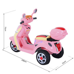 HomCom® Carro de triciclo Moto elétrica infantil com Bateria para crianças com mais de 3 anos 108x51x75cm Rosa
