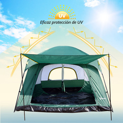 Outsunny Tenda de Acampamento Familiar 8-10 Pessoas Portátil e Impermeável com Saco de Transporte 4.3x3x2m