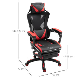 Vinsetto Cadeira de escritorio gaming ergonômica Altura ajustável Encosto ajustável Vermelho