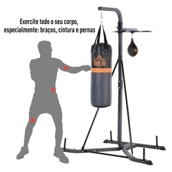 HOMCOM Sacos de boxe com suporte ajustável em altura em 4 níveis 166,5cm - 181,5cm inclui Velocidade da bola 104x156x202cm