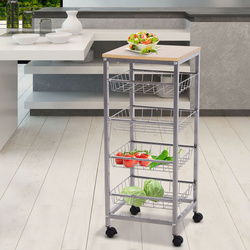 HomCom® Carrinhos de cozinha com rodas 5 níveis de carga 20kg 36.5x36.5x89cm