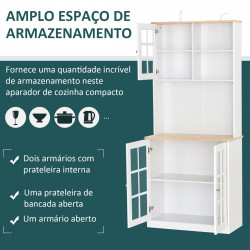 HOMCOM Aparador auxiliar de cozinha com amplo espaço de armazenamento Branco