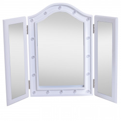 HOMCOM Espelho de Maquilhagem com Luz LED Dobrável Espelho Triplo de Mesa Presente Original para Mulher, 73x53,5x4,5cm