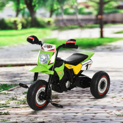 HOMCOM Moto infantil para crianças acima de 18 meses com 3 rodas Música e farol 71x40x51 cm Verde