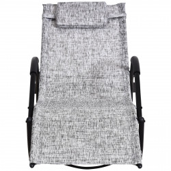 Outsunny Espreguiçadeira de jardim cinza Cadeira de balanço com braços para exterior
