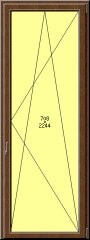 Porta balcone PVC Rehau, 1 anta, 900 x 2400, colore legno standard