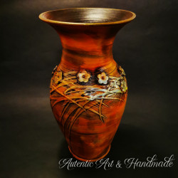 Vaza ceramica 32 cm Handmade Maronie 1-rezistenta la apa