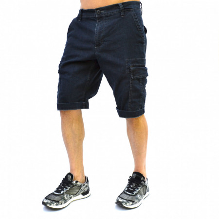 MENS DENIM CARGO SHORTS DARK BLUE