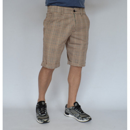 Men's beige check shorts