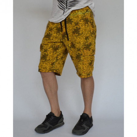 Men's Floral Motifs sweat shorts CARGO YELLOW OIL DYE