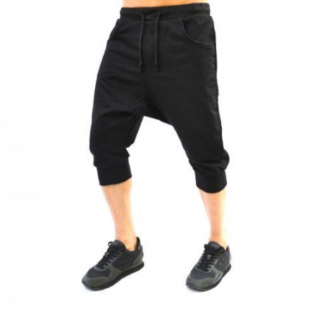 Men's Black drop crotch shorts
