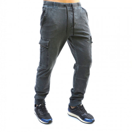 PANTALONI DE TRENING BARBAȚI CARGO GRI MONI CARGO PRIMĂVARĂ/ TOAMNĂ OIL DYE