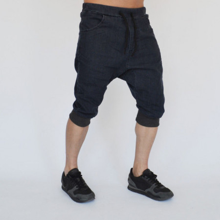 Men's denim drop crotch shorts