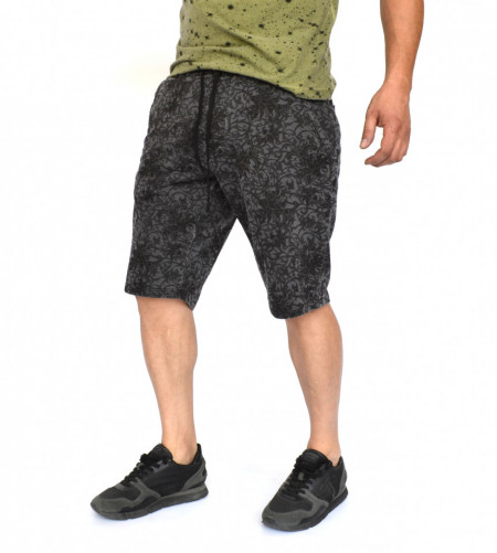 Men's Floral Motifs sweat shorts OIL DYE GREY