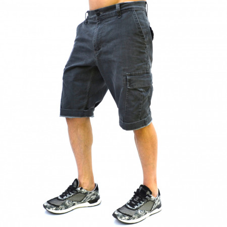 MENS DENIM CARGO SHORTS GREY