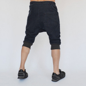 Men's denim drop crotch shorts