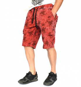 Men's Floral Motifs sweat shorts OIL DYE RED