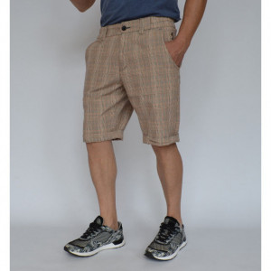 Men's beige check shorts