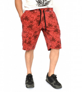 Men's Floral Motifs sweat shorts OIL DYE RED